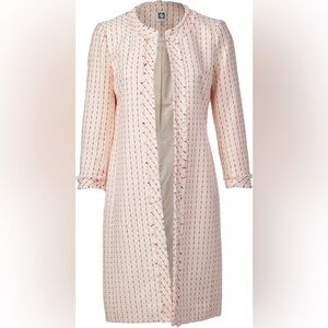 NWT Anne Klein Women's Tweed Fringe Collarless Long Suit Jacket